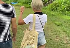 Happy Beach Gal's Divine Ass Squirts in Bikini Creampie Sex