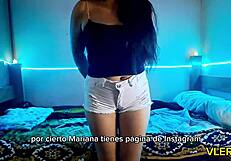 Here's a Latina teen showing off in a hotel room