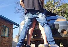 18 y o college girl fucked and creampied on her car