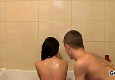 A Czech amateur gives a blowjob then gets fucked in the shower from POV.