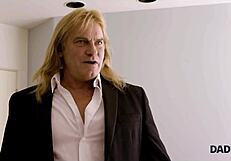 Blonde teen seduces groom in bed