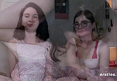 Joana's Double First Time With Strapon Orgasm And Kissing