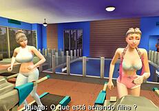 young girl gives personal trainer in sims 4 gym