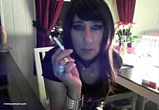 i'm a goth tranny stroking my cock on webcam