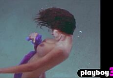 karin taylor's big tits exposed naked after ripping clothes off in hot swimming striptease