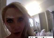 Blonde pornstar alix lynx showers nude, masturbating her big tits and ass in the bath