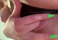 I oiled my big tits and fingered my shaved pussy closeup