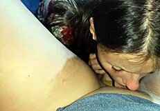 Tanned Lesbian Strangers Lick Pussy in Hotel Room