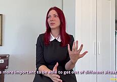 Redhead student sucks dick for exam