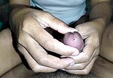 My friend's wife expertly strokes his cock