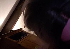 Transsexual amateur sucking monster cock in POV scene