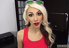 What are you doing in the backyard bikini with your step sis?