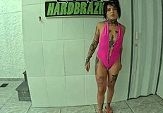 That latina in lingerie is about to get dirty in the bath with some anal action.