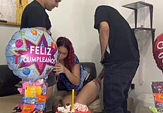 Beautiful Stepmother Gets Fucked Hard By Two Stepsons On Her Birthday While Husband Works