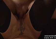 Gorgeous French milf with huge boobs gets banged hard. Jizz covers her massive tits after wild group action.