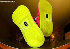 Nike Shoes and Barefoot Foot Fetish Showing Sexy Feet