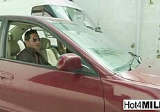 Busty brunette milf takes cock deep in pussy