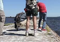 Naked Woman On The Dock!