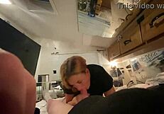 Blonde With Big Tits Sucks Cock While Fucking Machine Pounds Her