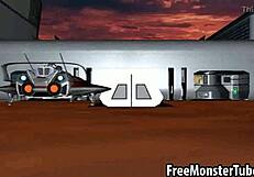 In this 3D hentai, the blonde babe gets her pussy eaten before sucking a big cock