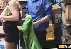 i watch the bespectacled shoplifter geek chick get fucked hard in doggystyle