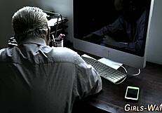 mature babe in stockings fingers and licks pussy in threesome