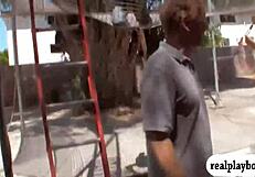 lovely badass babes, blonde and brunette, enjoyed swinging naked outdoors in this reality scene.