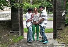 cute teen 18+ alexis crystal in public street gangbang with blowjobs and banging