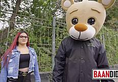 redhead has fun in studio