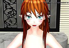 Mmd Red Hair Elf Girl In 3D Cartoon Anime