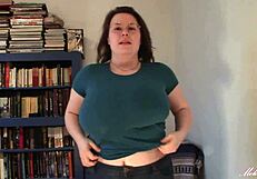 Man, check out these huge boobs dropping from a tight blue shirt