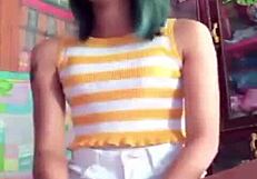 horny asian babe showing off her tight cameltoe live