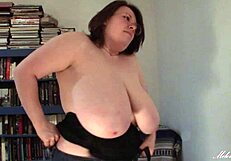 Man, check out these huge boobs dropping from a tight blue shirt