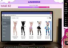 i am vtuber lewdneko playing harem hotel part 10, moaning with dildo toys for orgasm in anime hentai game