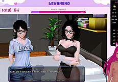 i am vtuber lewdneko playing harem hotel part 10, moaning with dildo toys for orgasm in anime hentai game