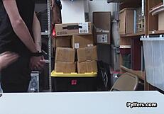 Burglar performs blowjob and fucks horny milf security guard on hidden cam