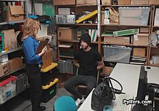 Burglar performs blowjob and fucks horny milf security guard on hidden cam