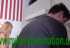 nylon domina humiliates and trains her housewife slave with spitting