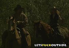 hey, wanna fuck outside with this cute brunette and her big boobs?