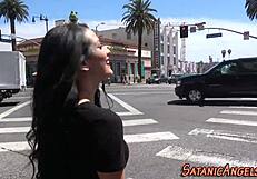 Tattooed whore Katrina Jade shows off her pierced big tits and takes a monster cock