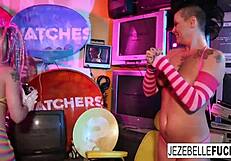 Jezebelle and Leya engage in nude lesbian sex with big tits.