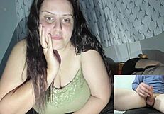 Naughty Wife with Big Tits Watches Random Guy Stroke Cock While Husband Rests Beside Her