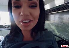 the busty brunette stepmom gets fucked doggystyle hard