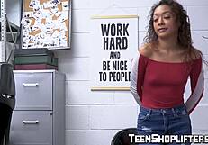 Sarah Lace's deepthroat contrasts her small tits.