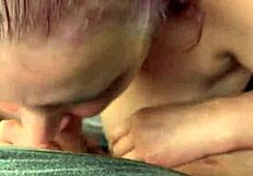 Tina, my step mom, sucks my tiny cock passionately.