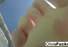 Olivia enjoys summer pool relaxation