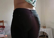 After six months, my latina neighbor finally gives in while folding clothes