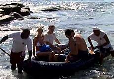 Very Beautiful Blonde Milf Fucking With Three Males On The Beach