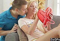 petite sasha's passionate blowjob contrasts with her innocence