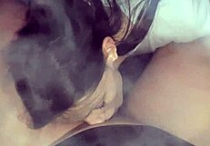 Waitress licks pussy on desk for cash in lesbian scene